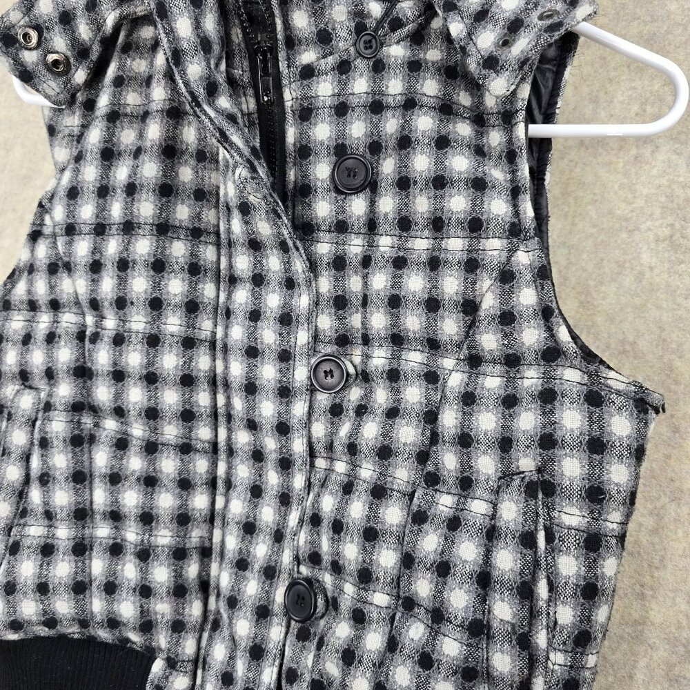 Urban Behavior Womens Black & White Plaid Sleeveless Button-Front Vest Medium - Picture 3 of 9